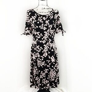 Talbots Plus Black Pink Floral Short Sleeve Dress Womens Size 1X